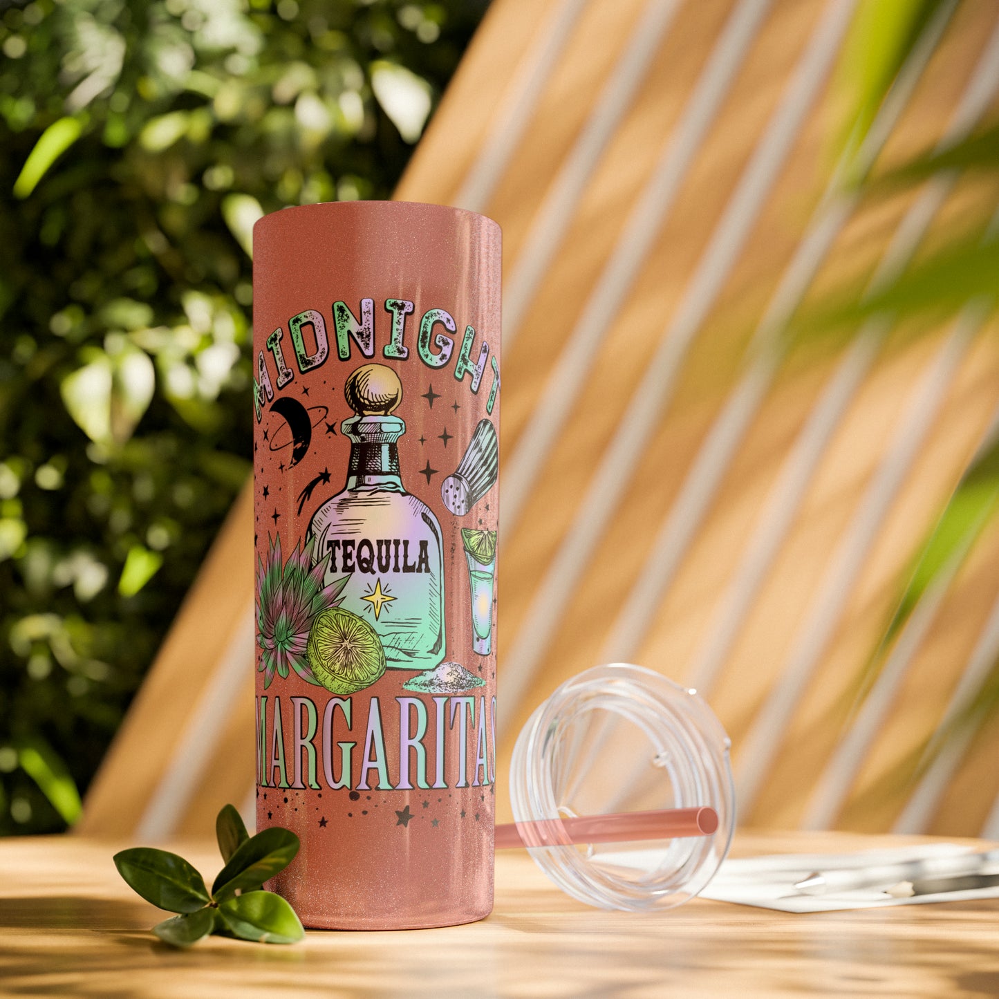 Midnight Margaritas Skinny Tumbler with Straw, 20oz