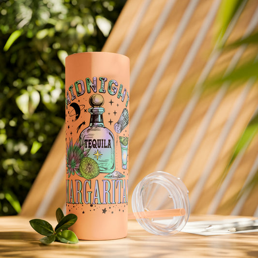 Midnight Margaritas Skinny Tumbler with Straw, 20oz