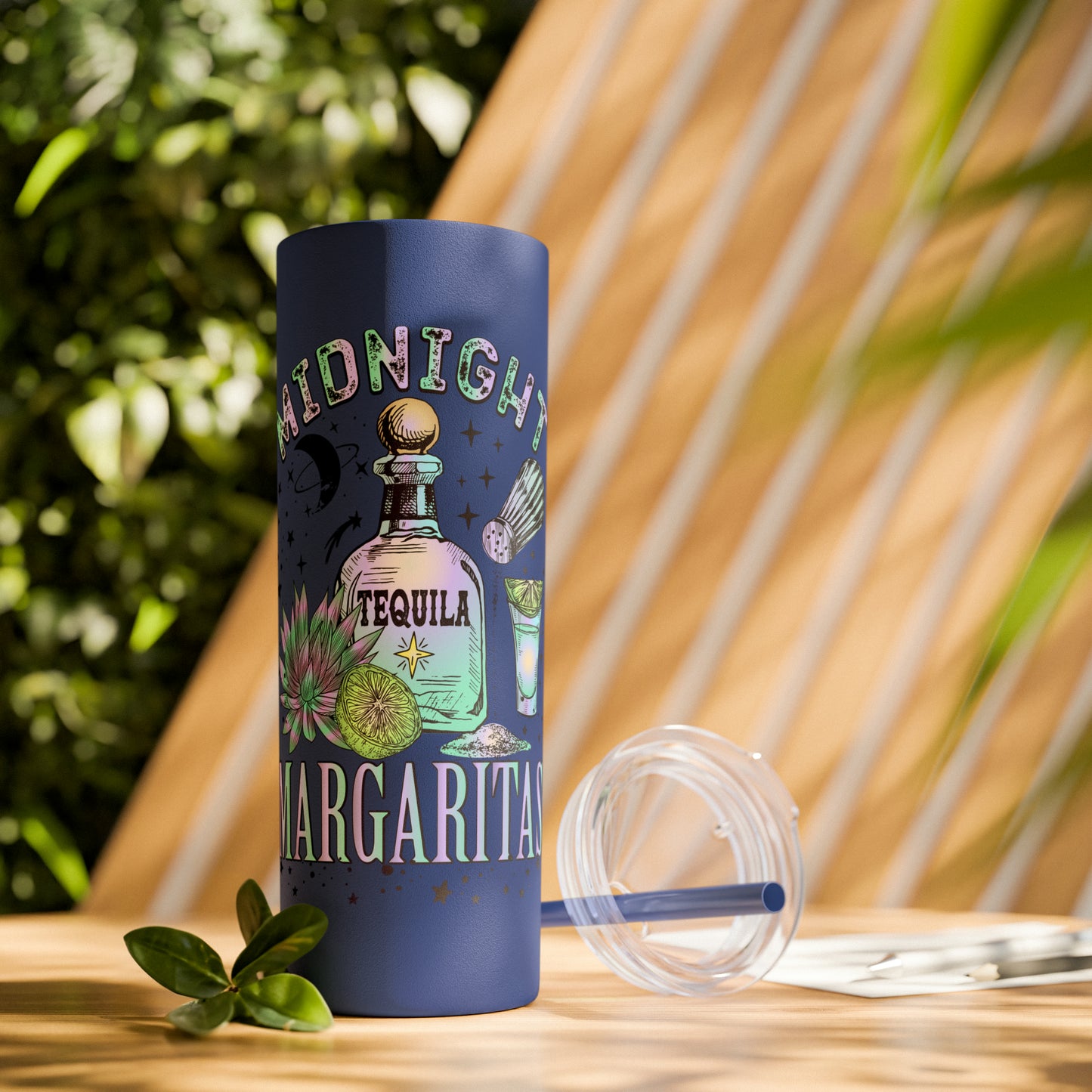 Midnight Margaritas Skinny Tumbler with Straw, 20oz