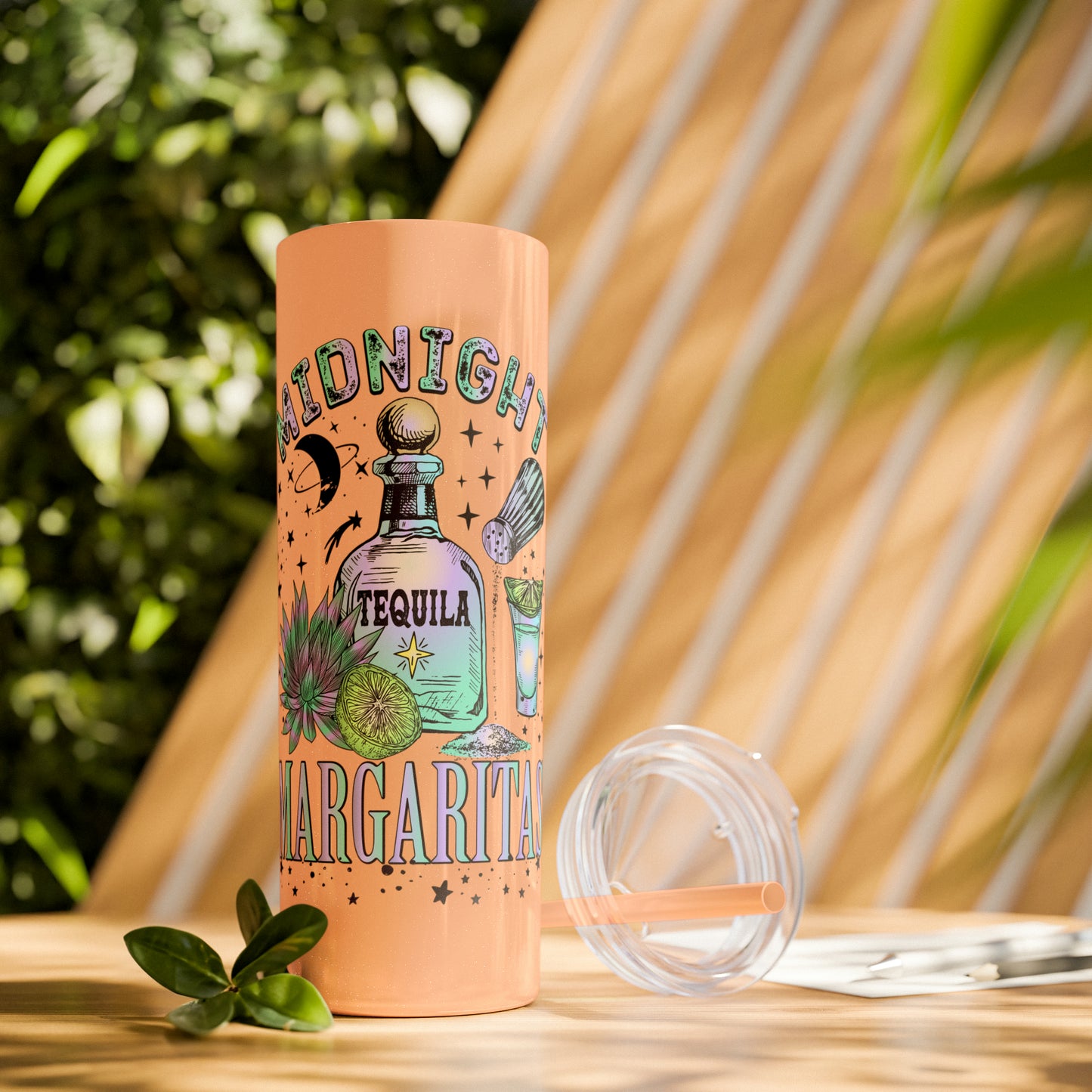 Midnight Margaritas Skinny Tumbler with Straw, 20oz