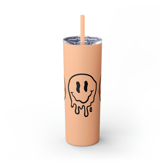 Melting Smileys Skinny Tumbler with Straw, 20oz