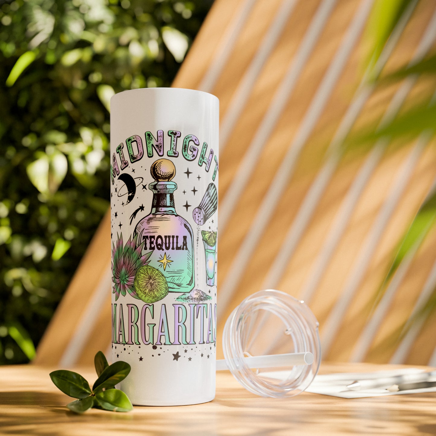 Midnight Margaritas Skinny Tumbler with Straw, 20oz