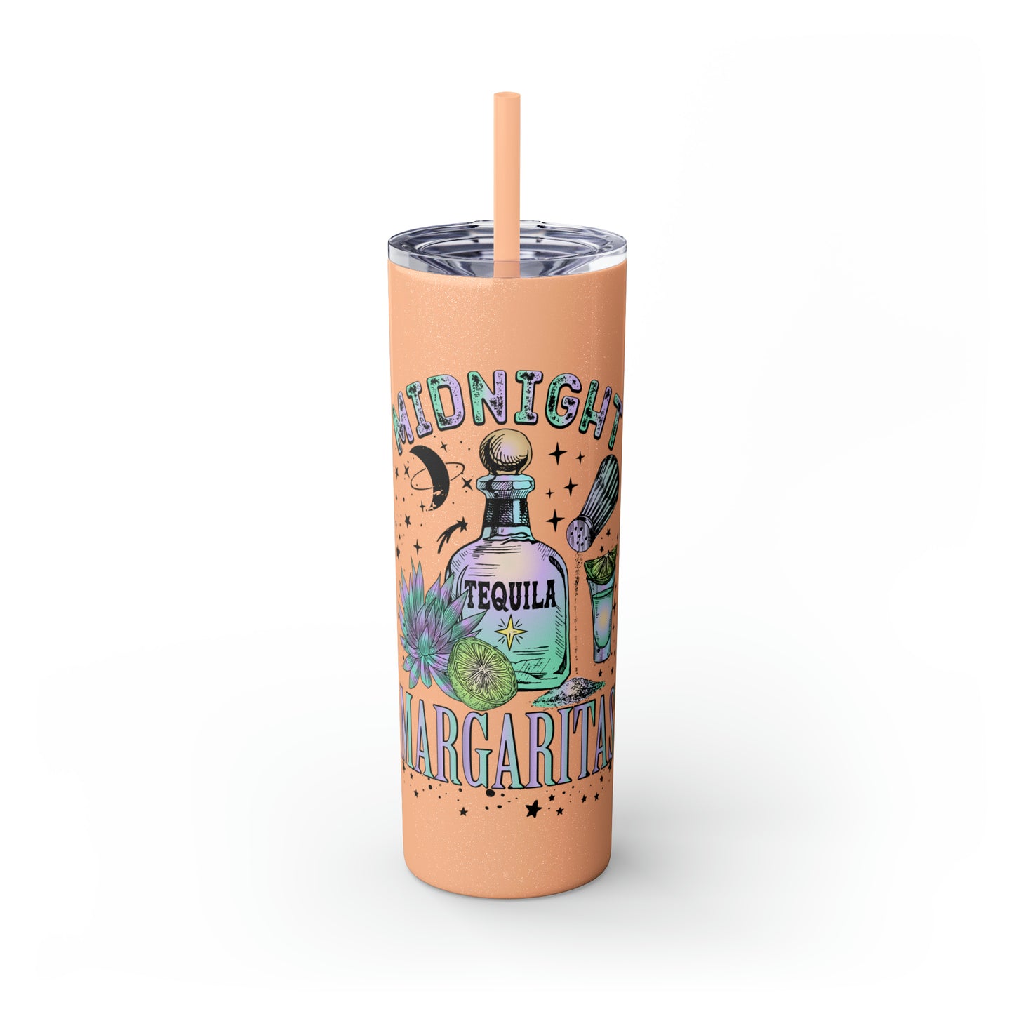 Midnight Margaritas Skinny Tumbler with Straw, 20oz
