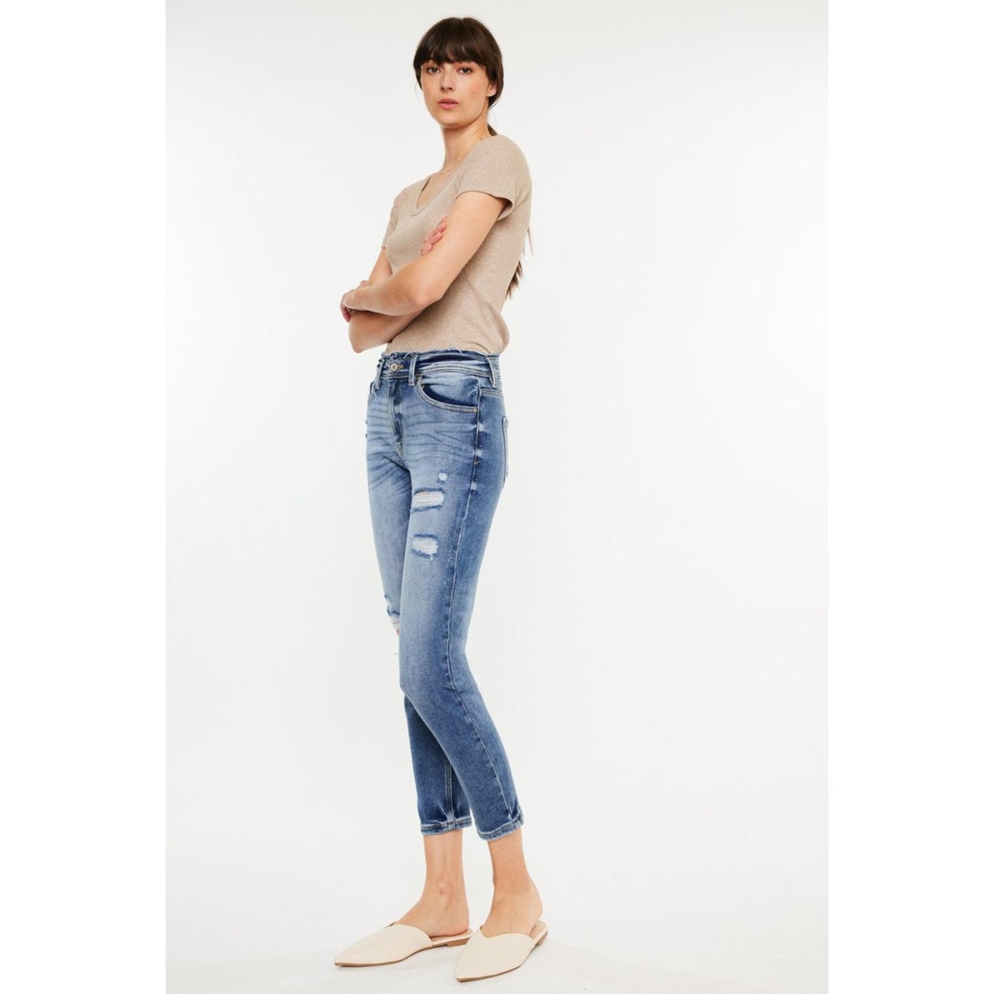 Kancan High Rise Distressed Mom Jeans