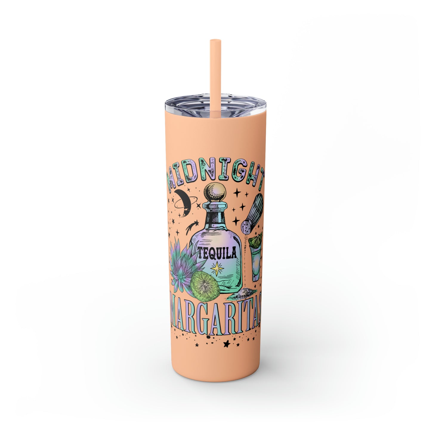 Midnight Margaritas Skinny Tumbler with Straw, 20oz
