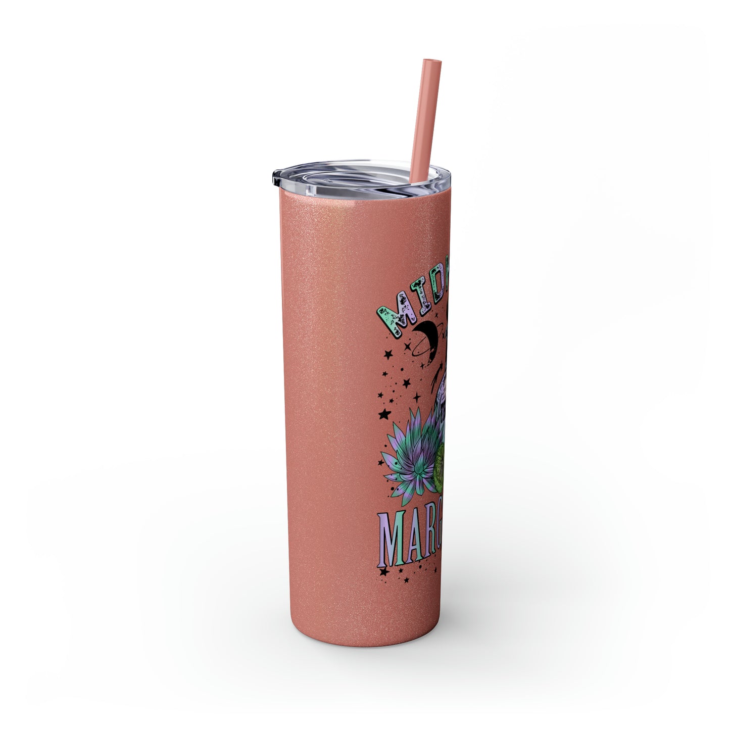 Midnight Margaritas Skinny Tumbler with Straw, 20oz