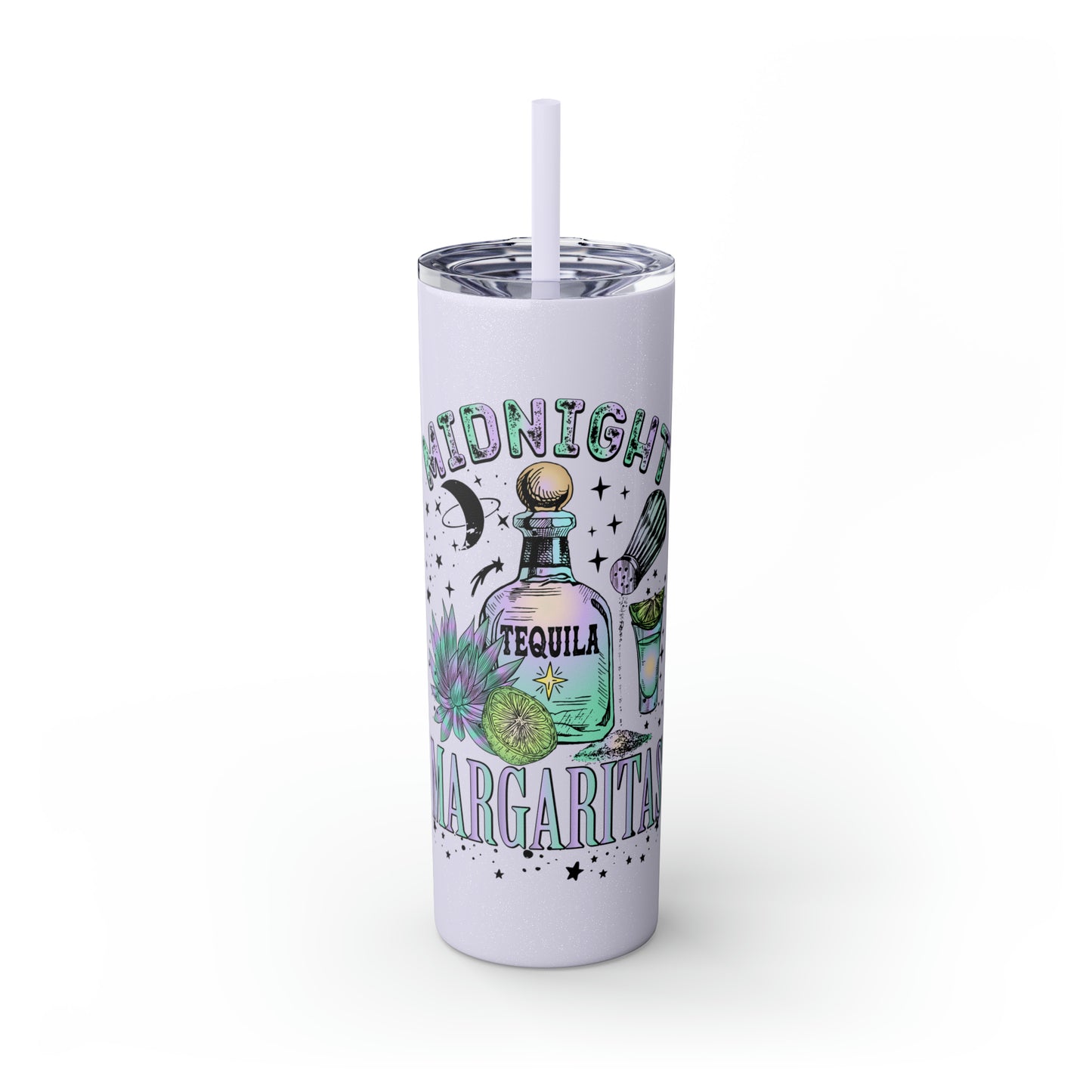 Midnight Margaritas Skinny Tumbler with Straw, 20oz