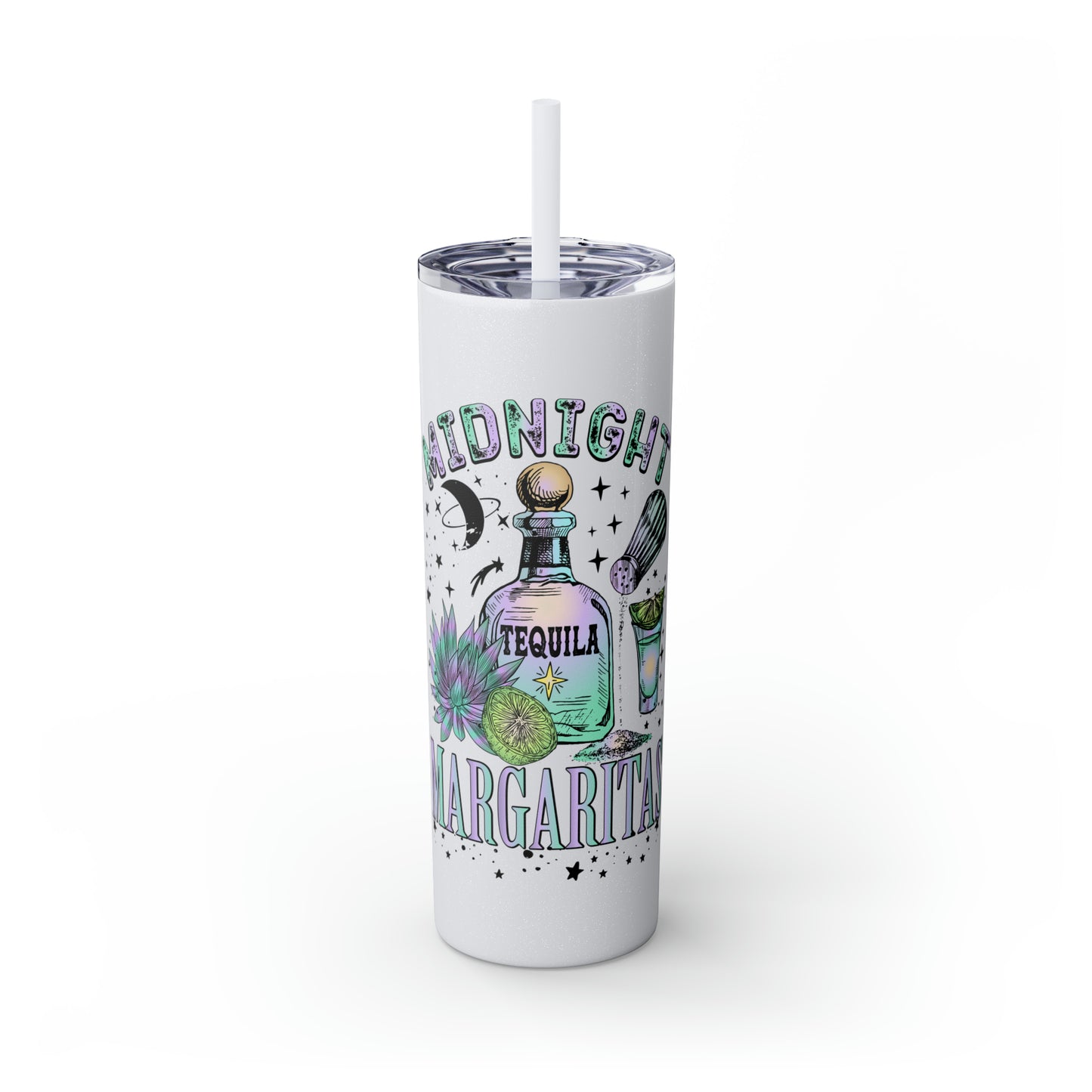 Midnight Margaritas Skinny Tumbler with Straw, 20oz