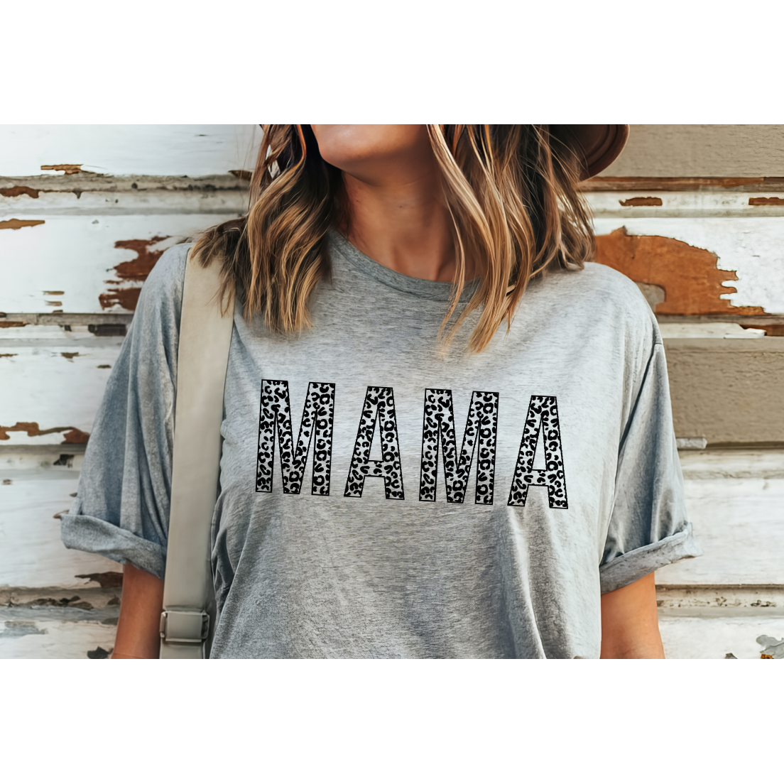 Black Leopard Print Mama Tee