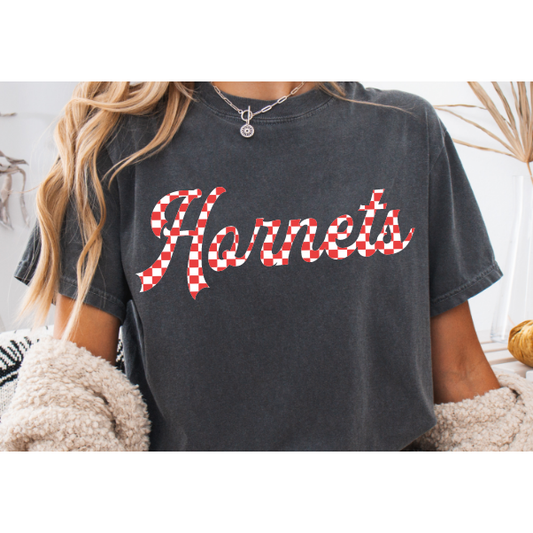 Retro Checkered Hornets Tee, Long Sleeve Tee or Sweatshirt