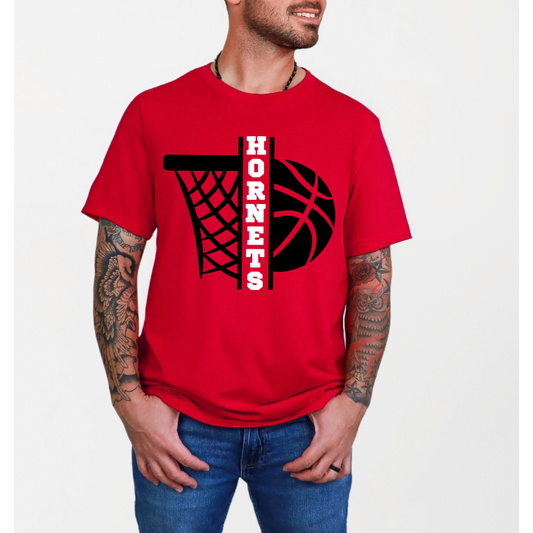 Hoopin' Hornets Red Tee or Sweatshirt