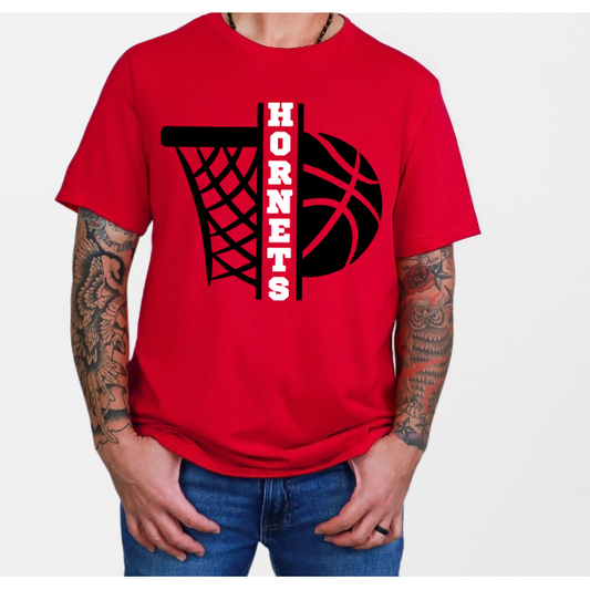 Hoopin' Hornets Red Tee or Sweatshirt
