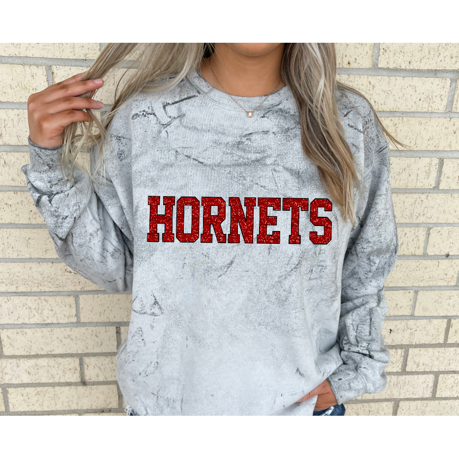 ColorBlast Glitter Hornets Sweatshirt or Tee
