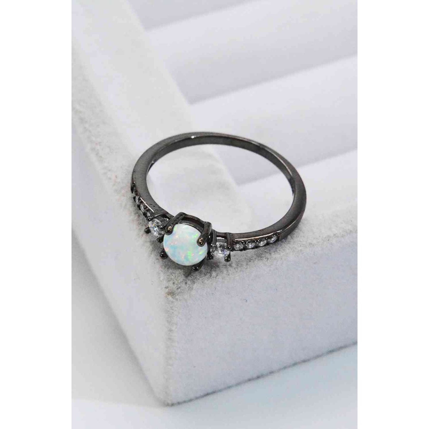 925 Sterling Silver Round Opal Ring