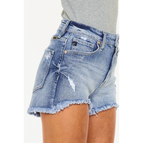 Kancan Distressed Raw Hem Denim Shorts