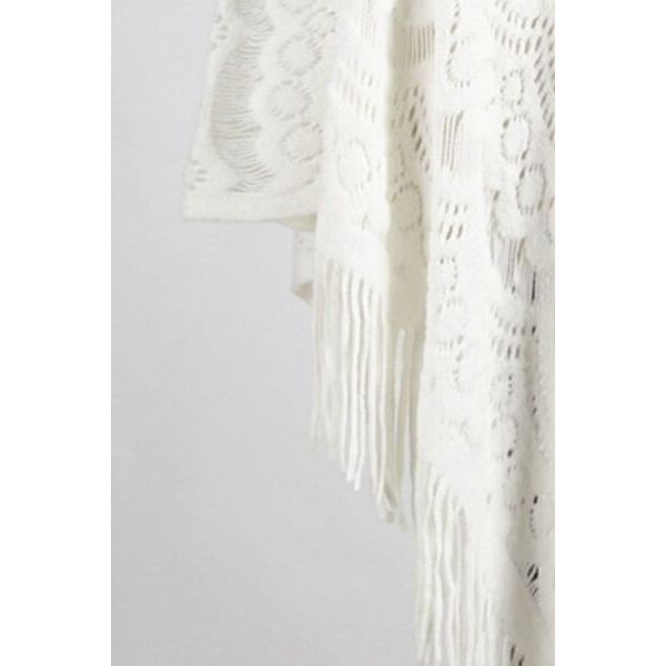 Fringe Openwork Surplice Cape Sleeve Poncho