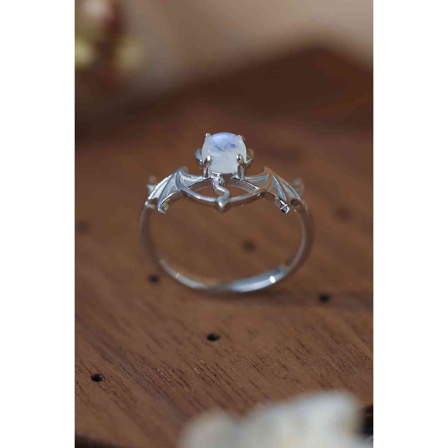 Moonstone Bat 925 Sterling Silver Ring
