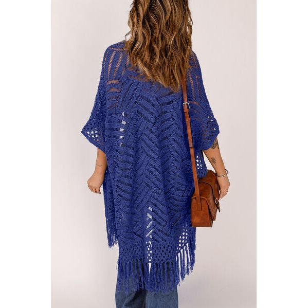 Spring Wrap Cardigan with Fringes