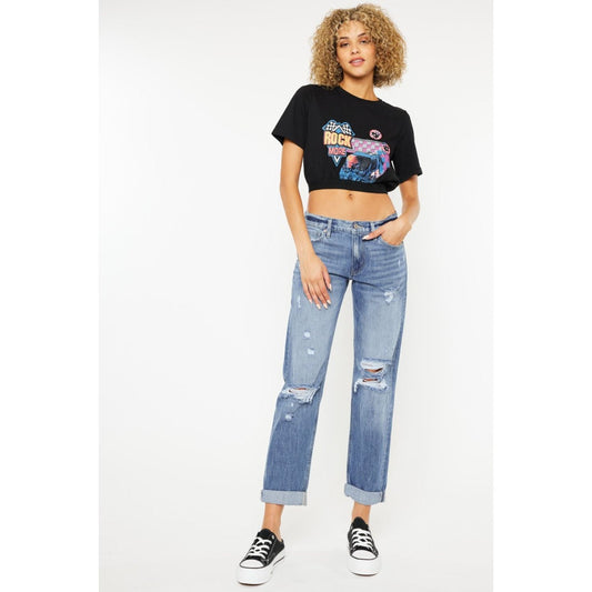 Kancan Distressed Mom Jean