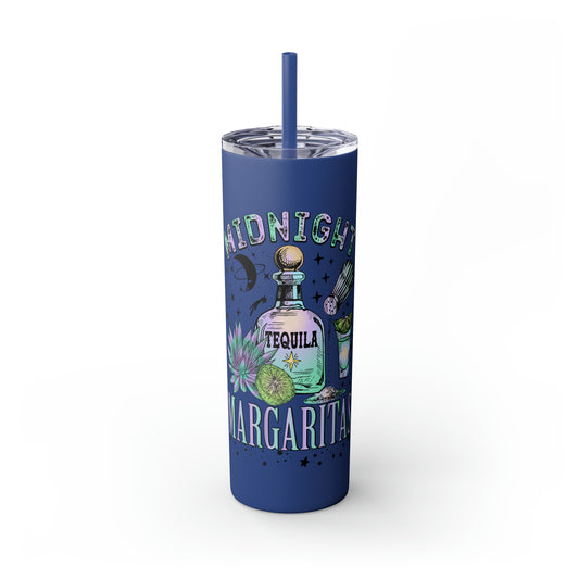 Midnight Margaritas Skinny Tumbler with Straw, 20oz