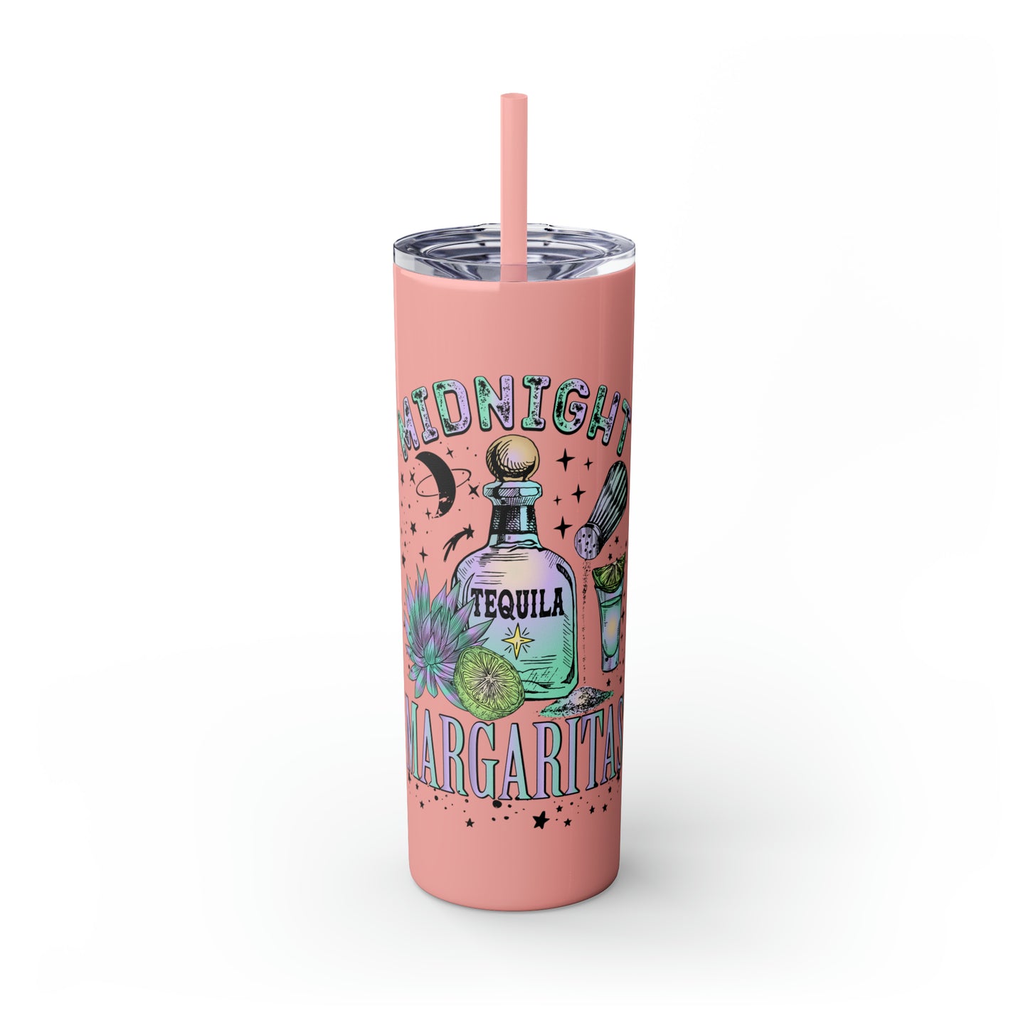 Midnight Margaritas Skinny Tumbler with Straw, 20oz