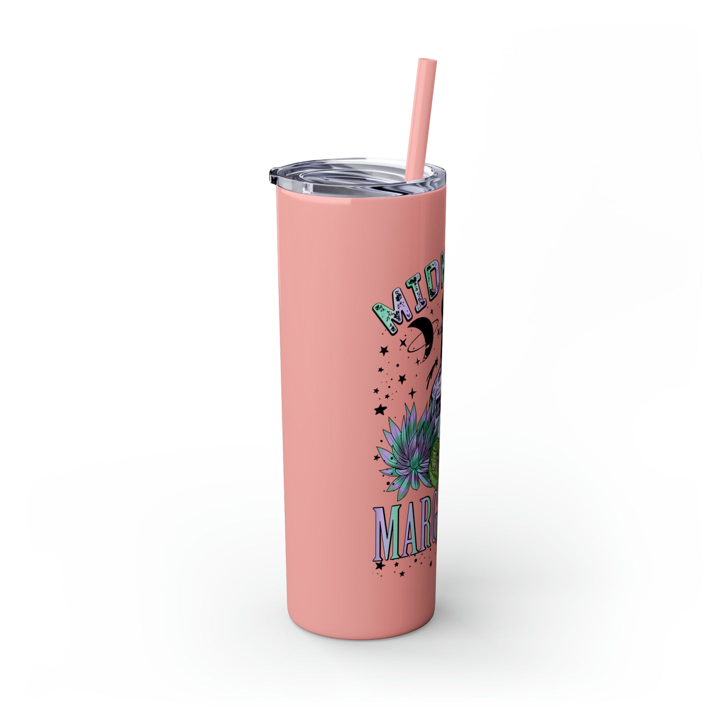 Midnight Margaritas Skinny Tumbler with Straw, 20oz