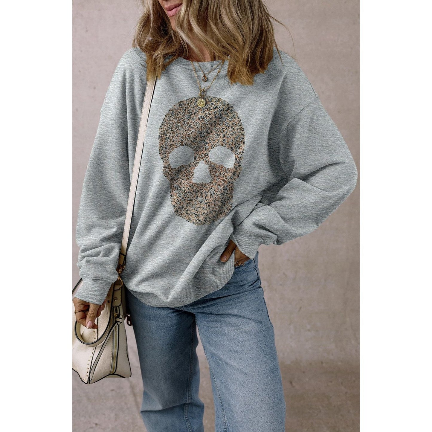 Glitzy Skull Oversize Sweatshirt