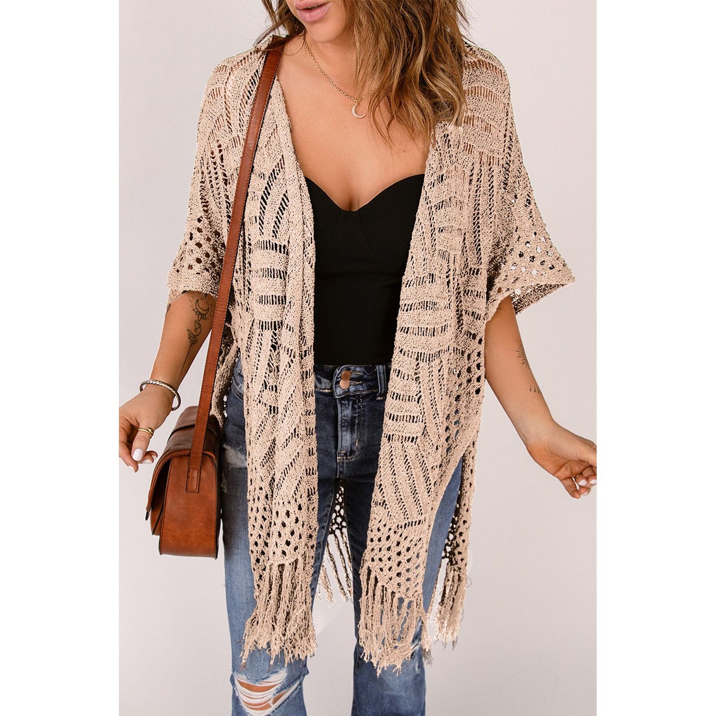 Spring Wrap Cardigan with Fringes