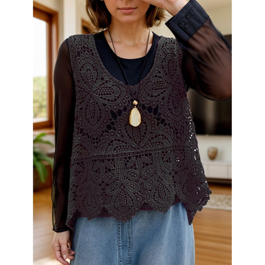 Cutout Scoop Neck Sleeveless Knit Cover Up