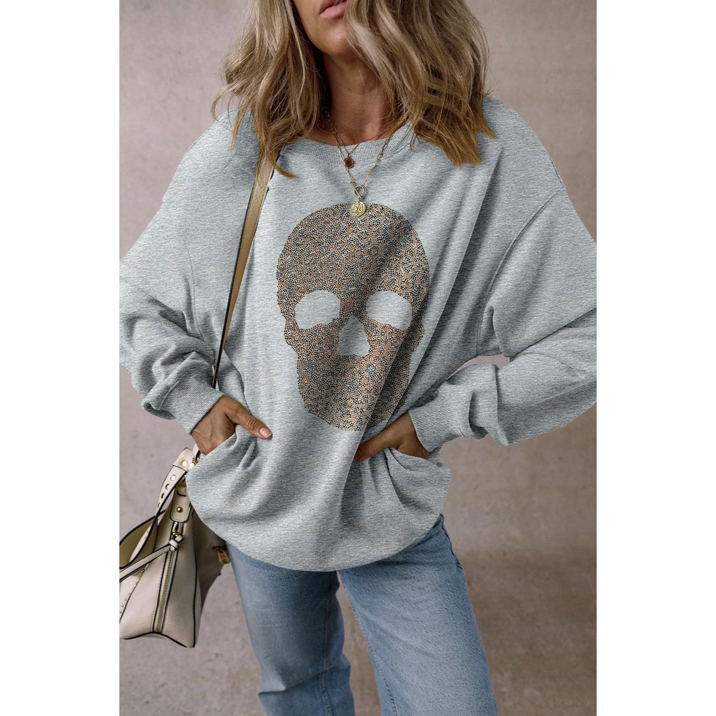 Glitzy Skull Oversize Sweatshirt