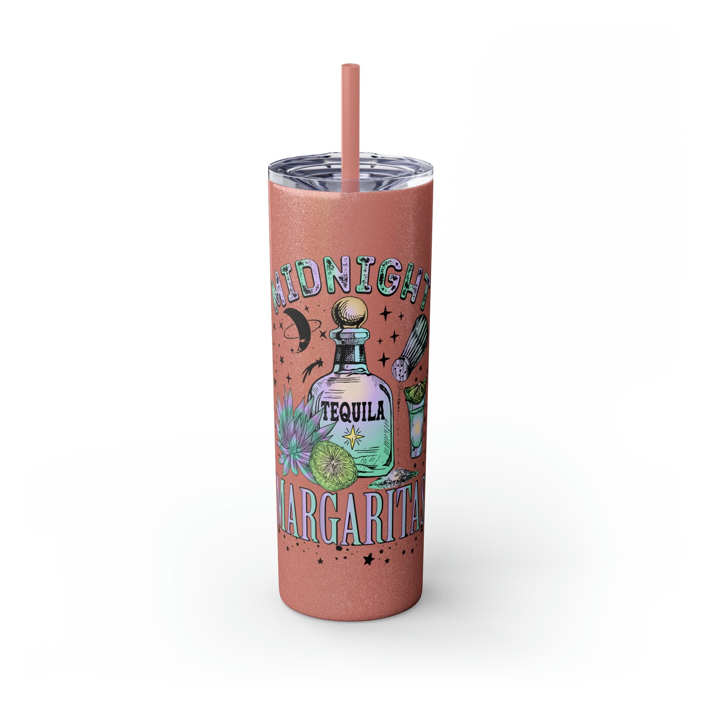 Midnight Margaritas Skinny Tumbler with Straw, 20oz