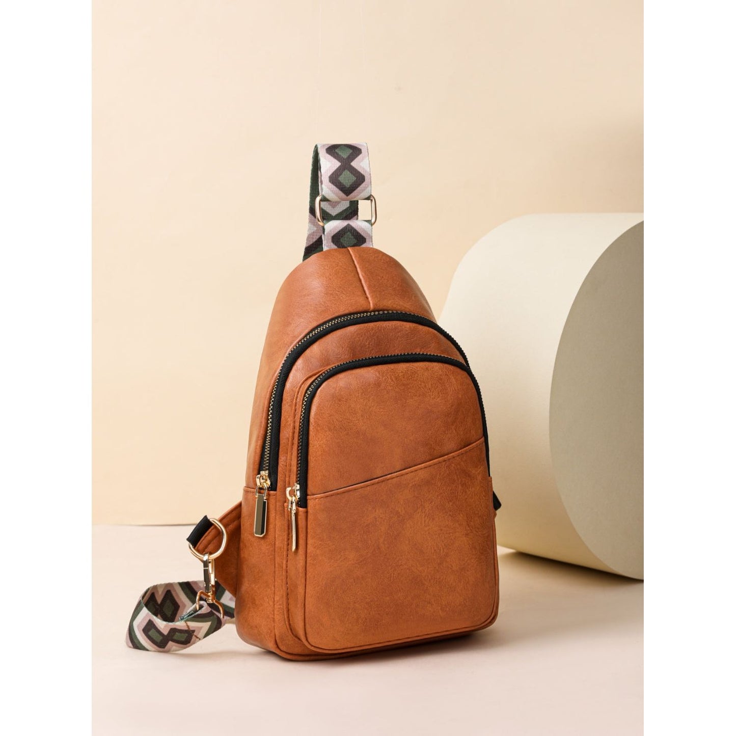 PU Leather Adjustable Strap Sling Bag