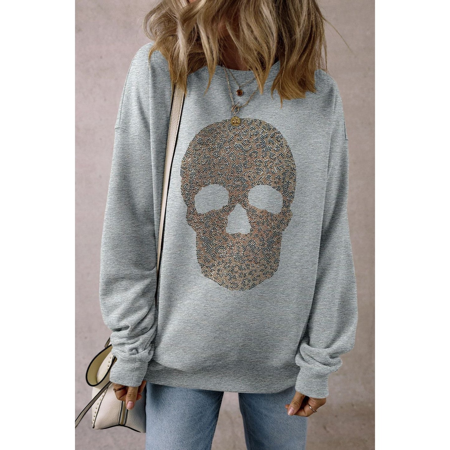 Glitzy Skull Oversize Sweatshirt