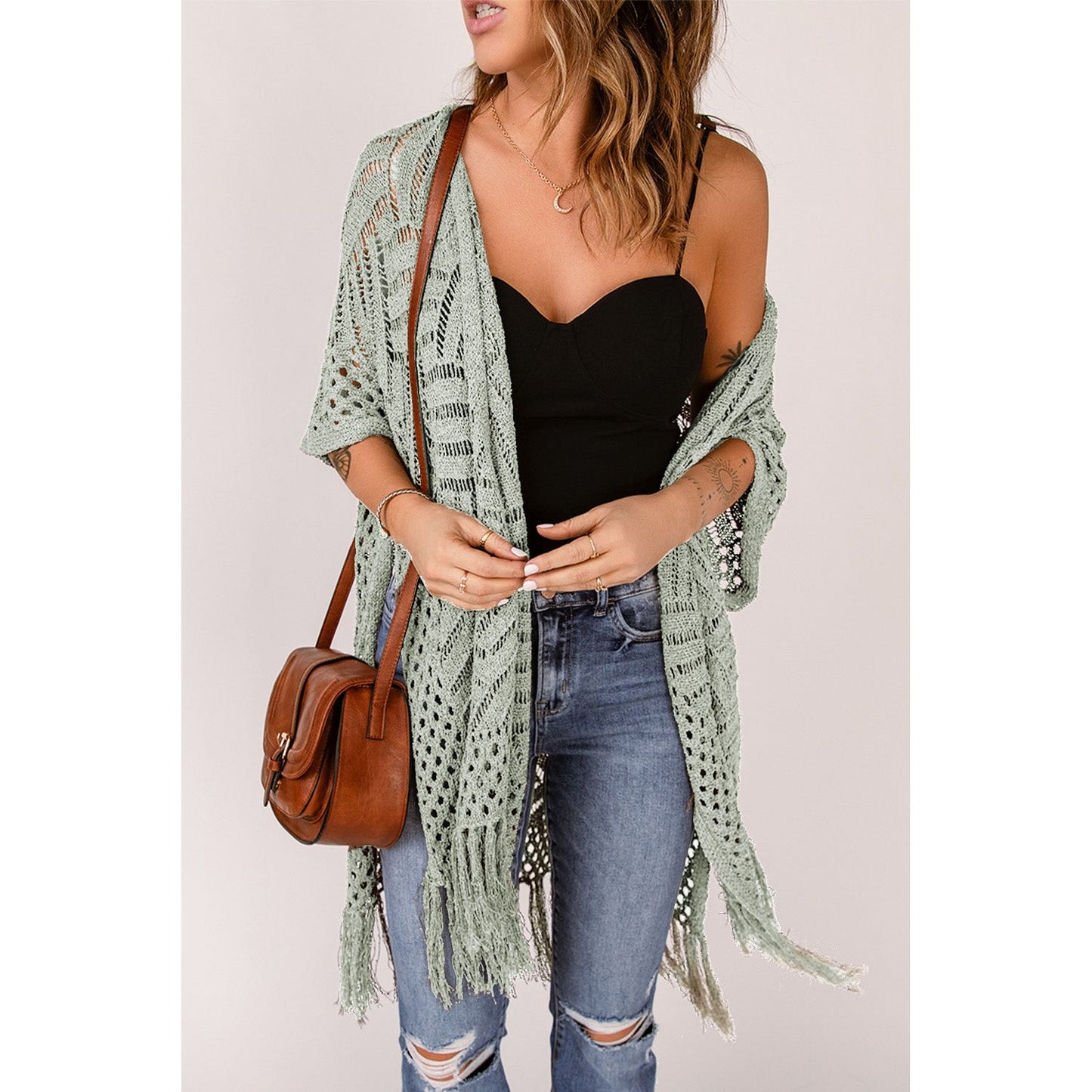 Spring Wrap Cardigan with Fringes