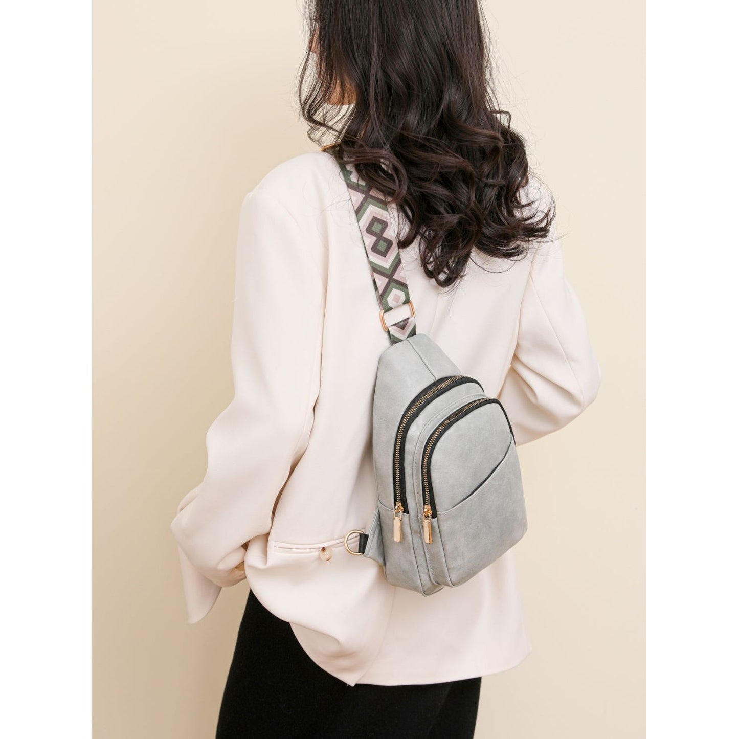 PU Leather Adjustable Strap Sling Bag