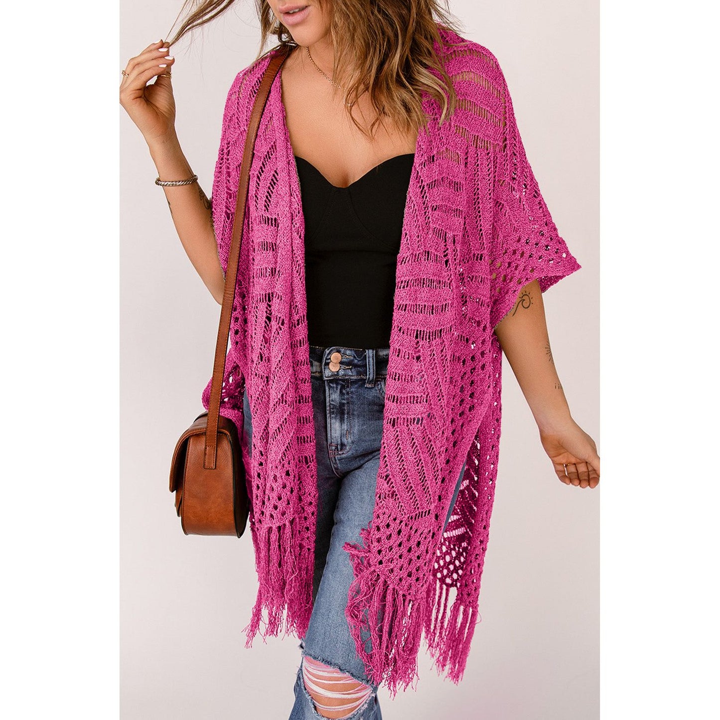 Spring Wrap Cardigan with Fringes