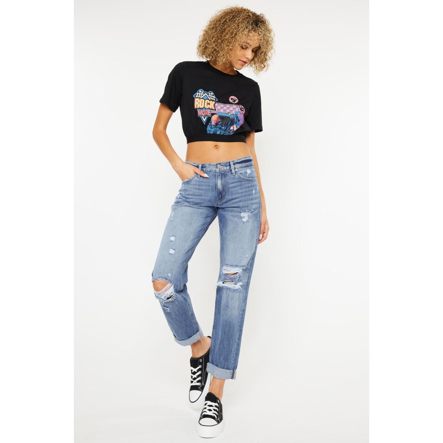 Kancan Distressed Mom Jean