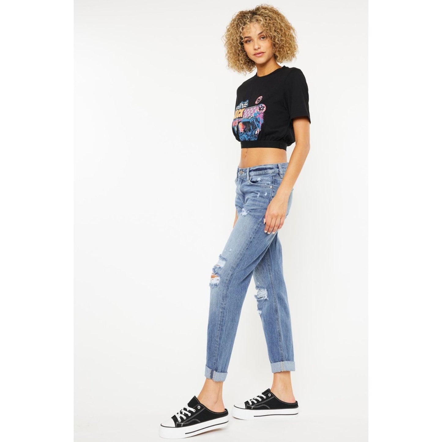 Kancan Distressed Mom Jean