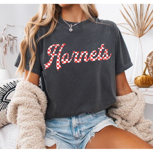 Retro Checkered Hornets Tee, Long Sleeve Tee or Sweatshirt