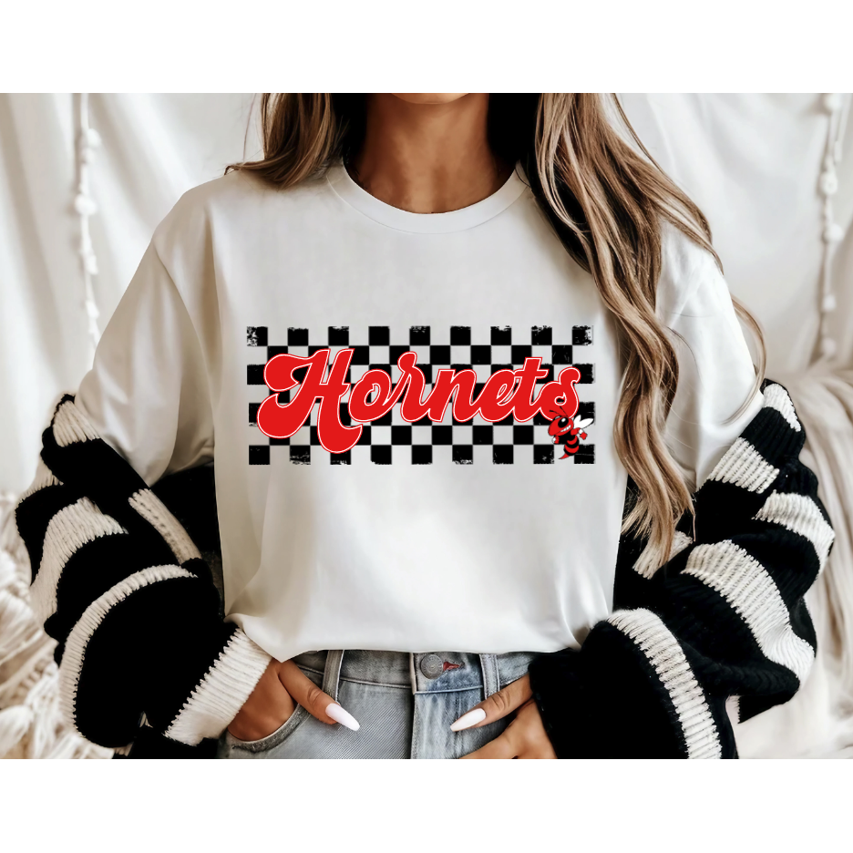 Hornets Checkered Tee or Sweatshirt