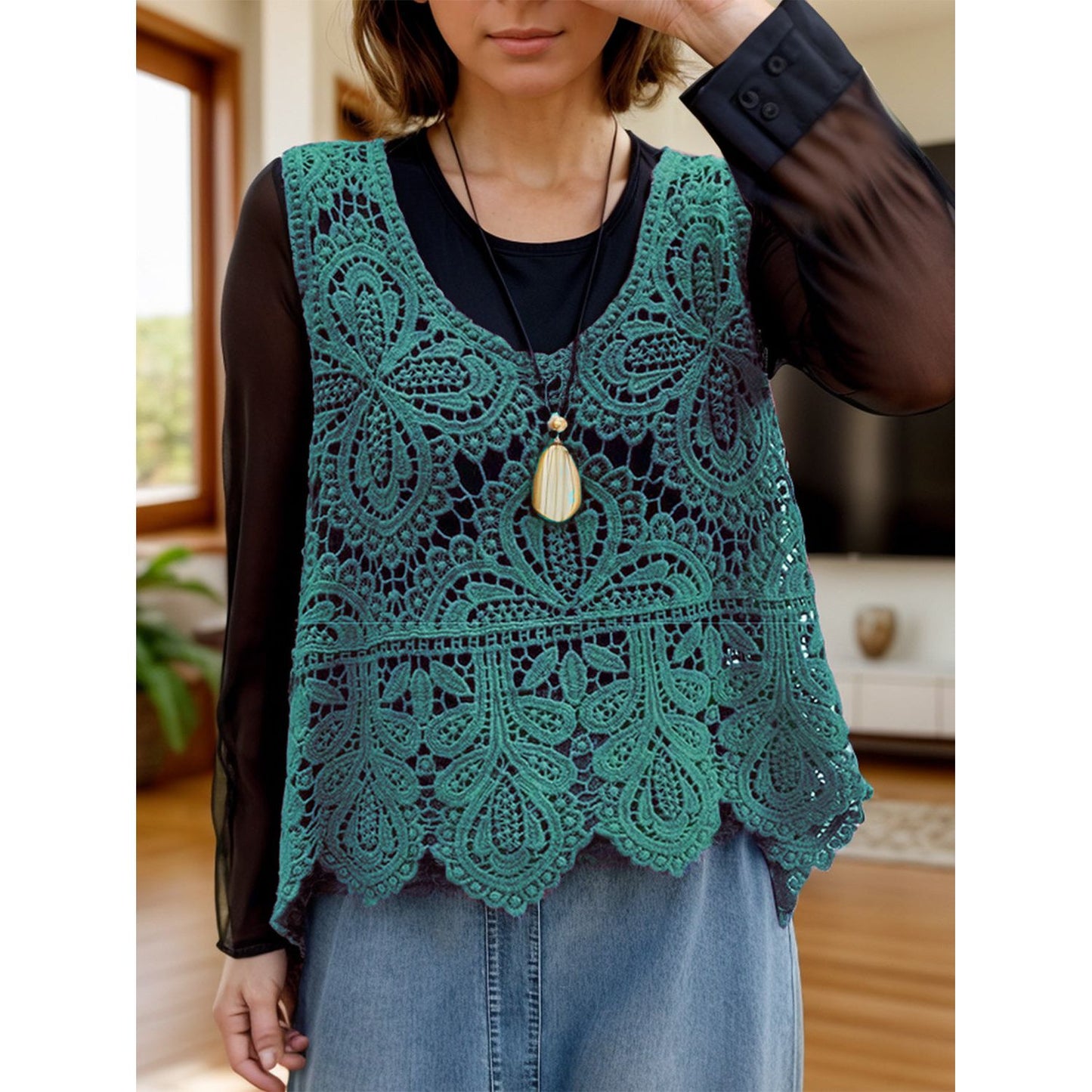 Cutout Scoop Neck Sleeveless Knit Cover Up