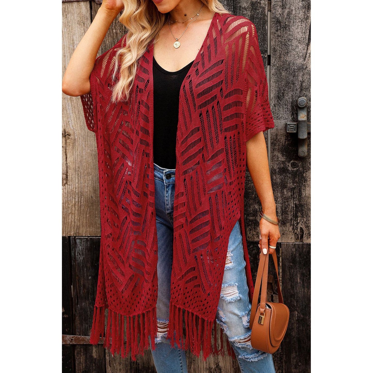 Spring Wrap Cardigan with Fringes