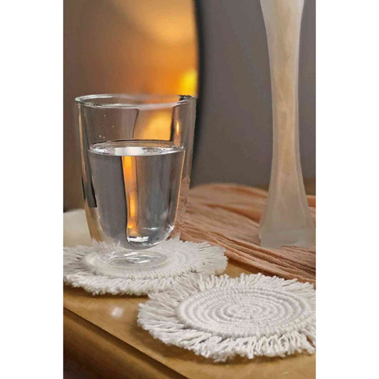 2-Piece Macrame Round Cup Mat