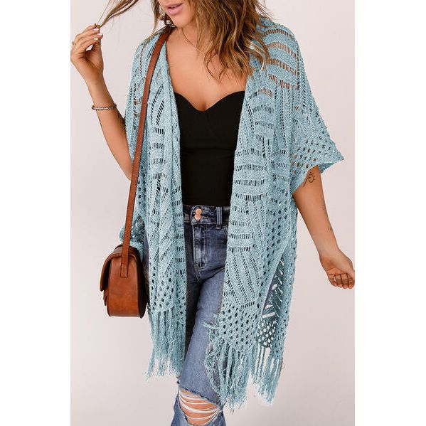 Spring Wrap Cardigan with Fringes