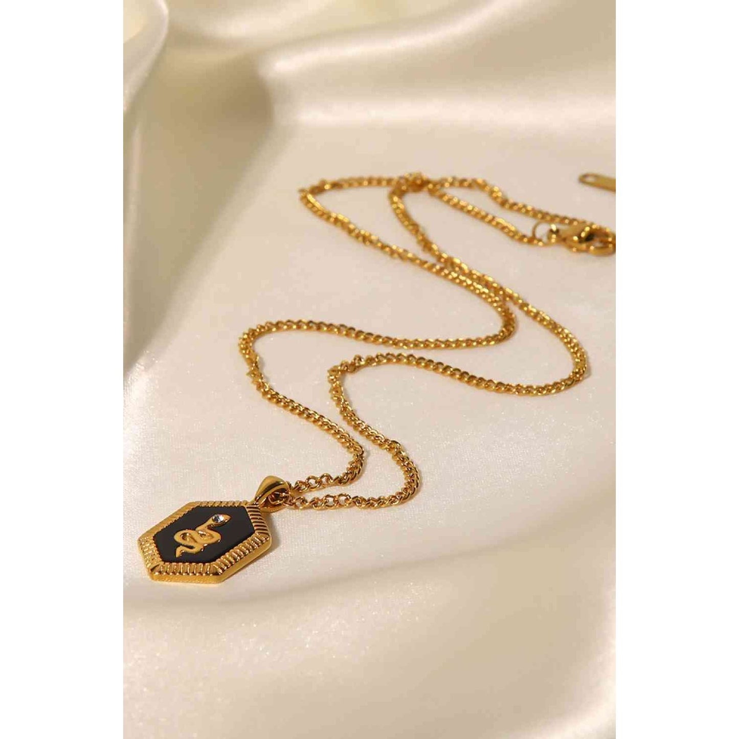 18K Gold Plated Snake Geometric Pendant Necklace