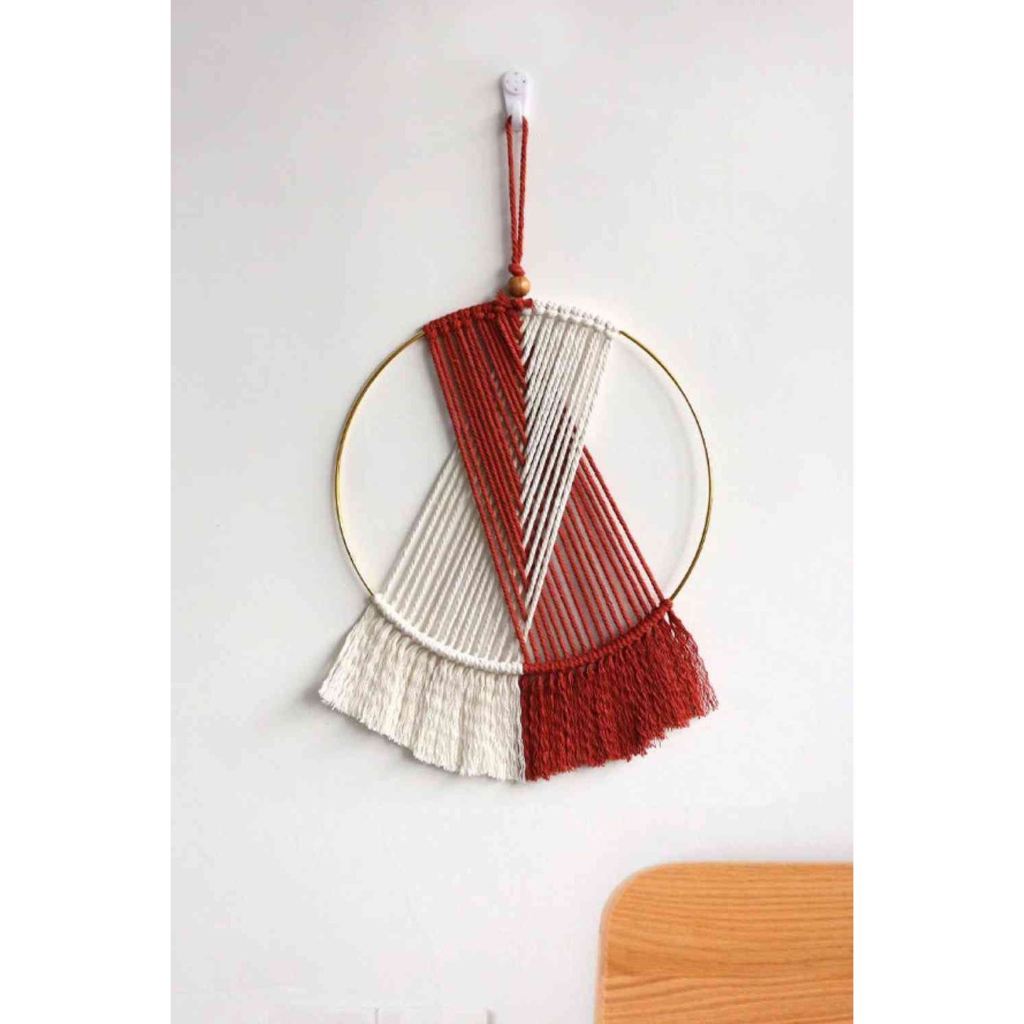 Contrast Fringe Round Macrame Wall Hanging