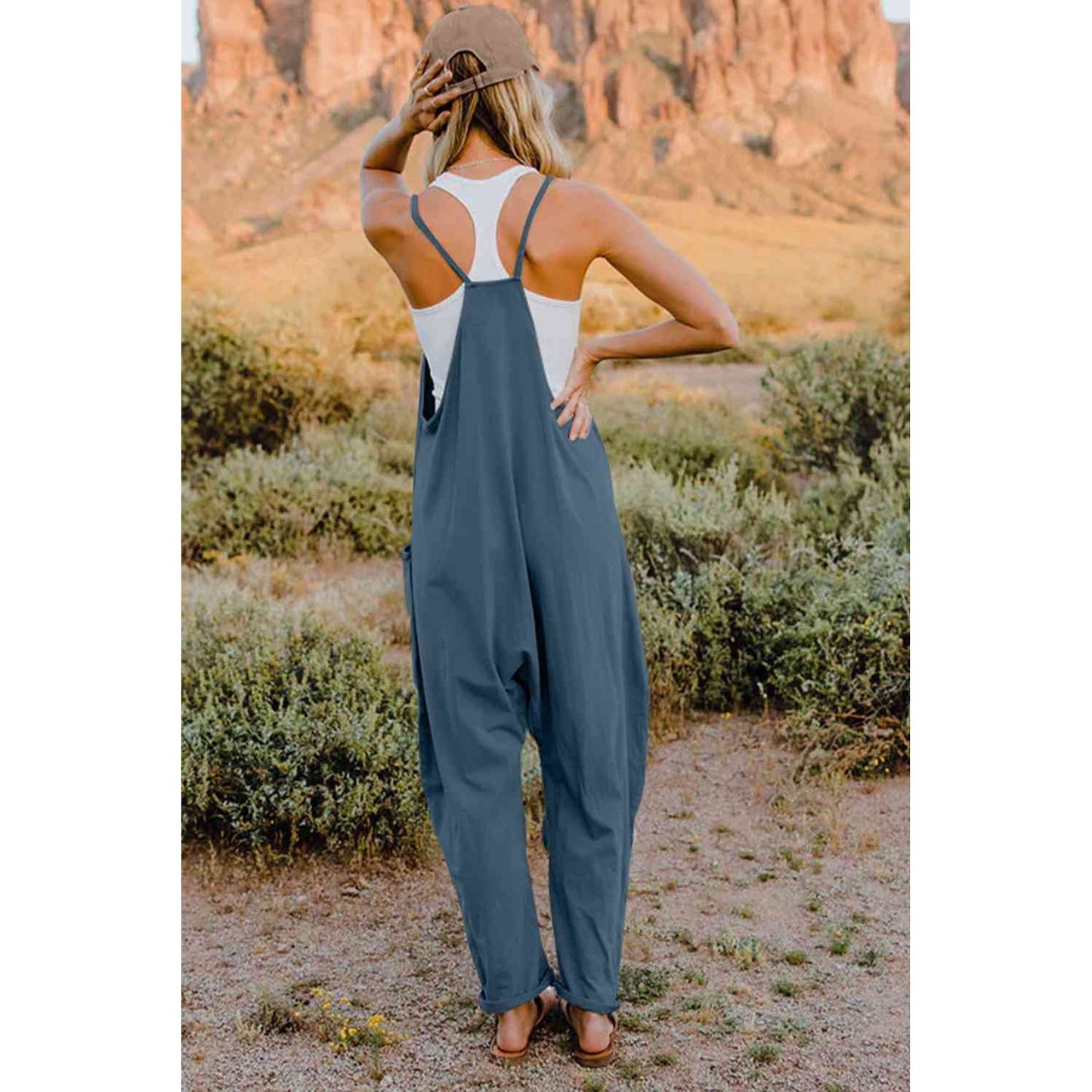 Double Take  V-Neck Sleeveless Jumpsuit with Pocket