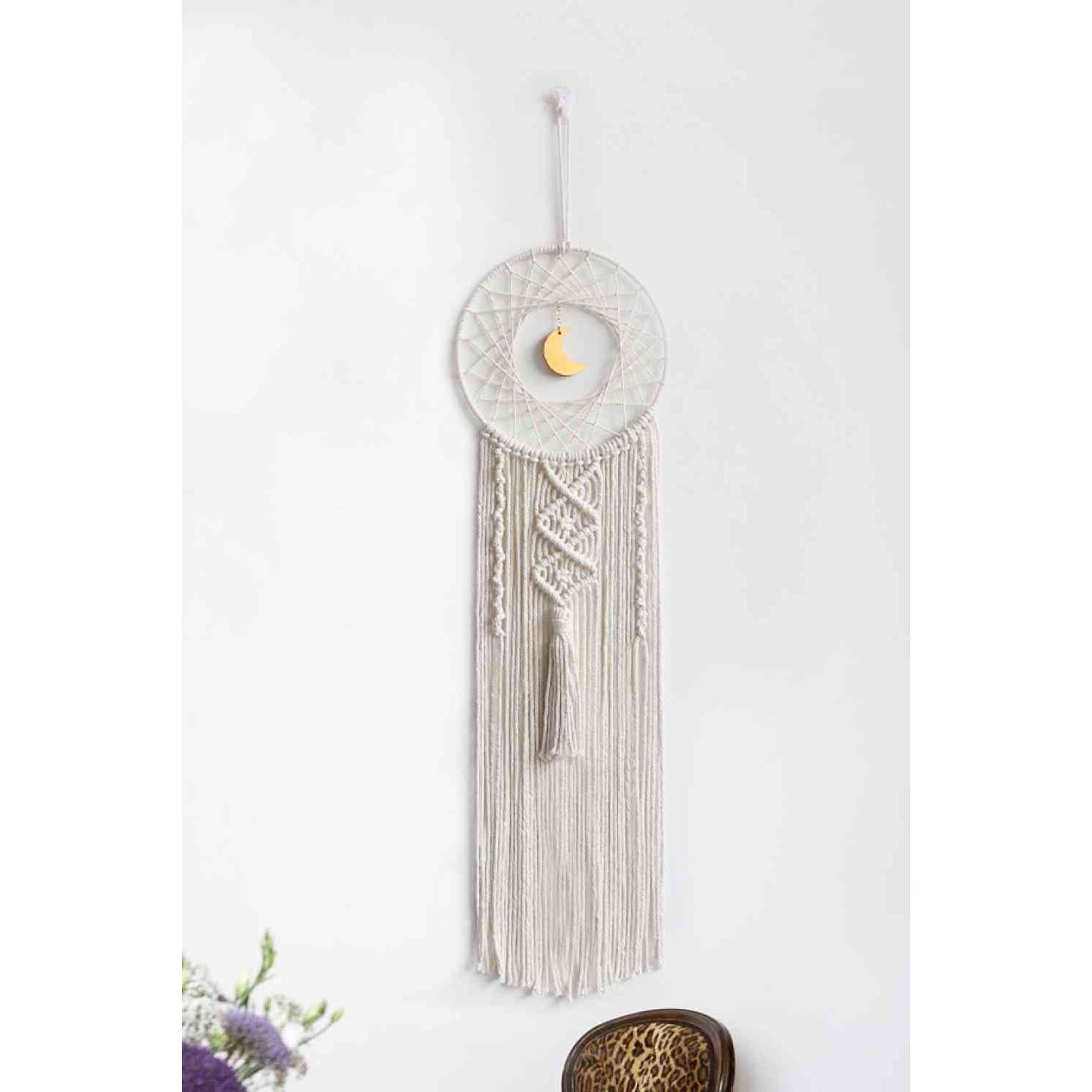 Bohemian Hand-Woven Moon Macrame Wall Hanging