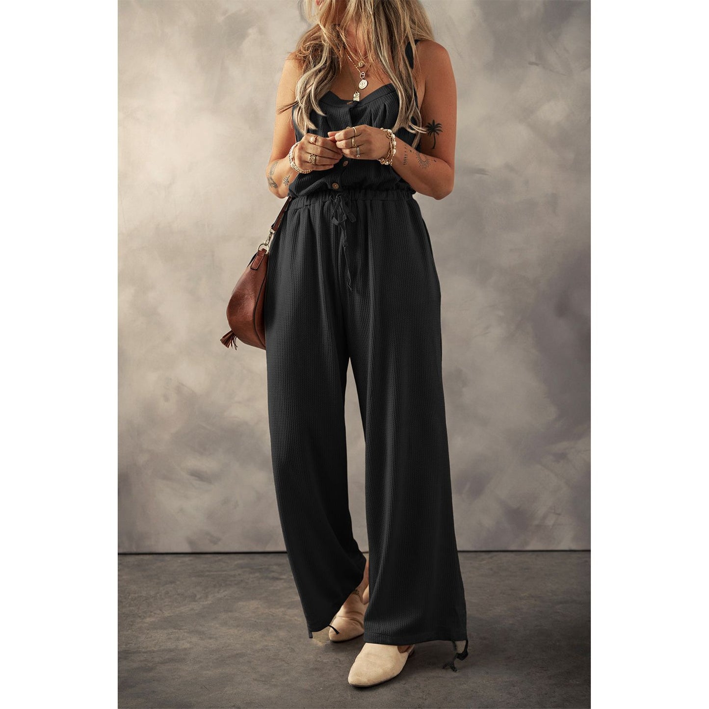 Waffle-Knit Jumpsuit