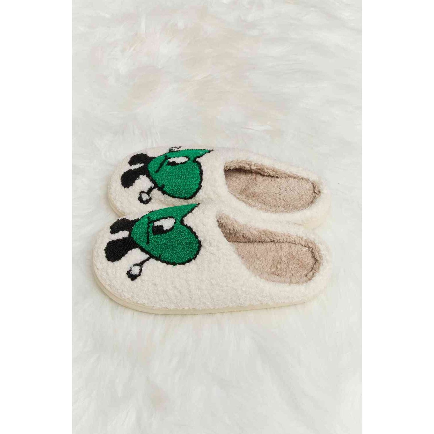 Sad Heart Print Plush Slippers